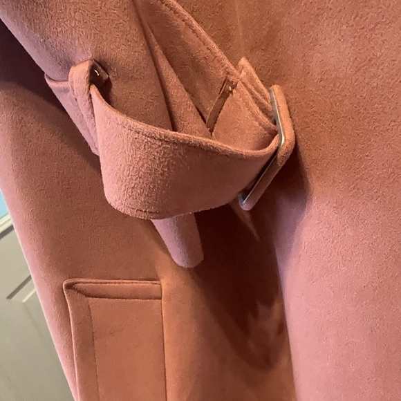 Dynamite Pink Suede-Like Trench Coat (belt missing) - Picture 4 of 7